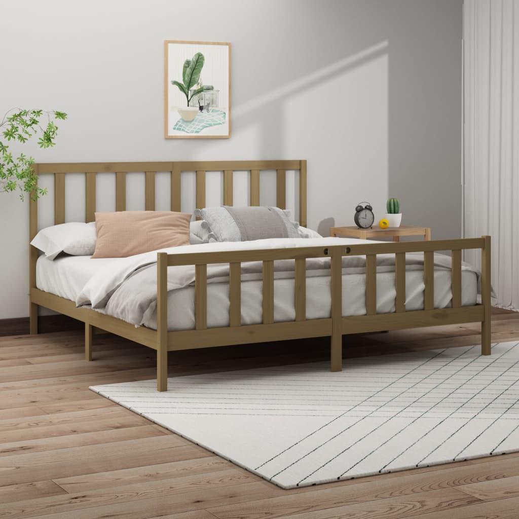 Berkfield Bed Frame Honey Brown Solid Wood Pine 180x200 cm Super King Size