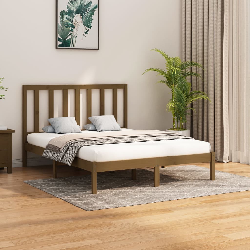 Berkfield Bed Frame Honey Brown Solid Wood 140x200 cm