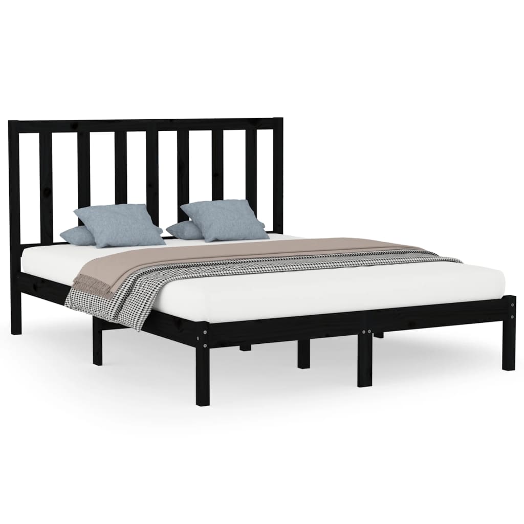 Berkfield Bed Frame Black Solid Wood 150x200 cm King Size