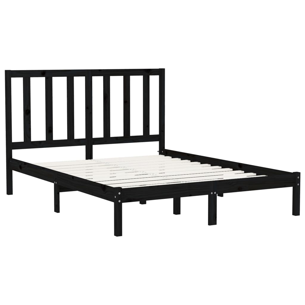 Berkfield Bed Frame Black Solid Wood 150x200 cm King Size