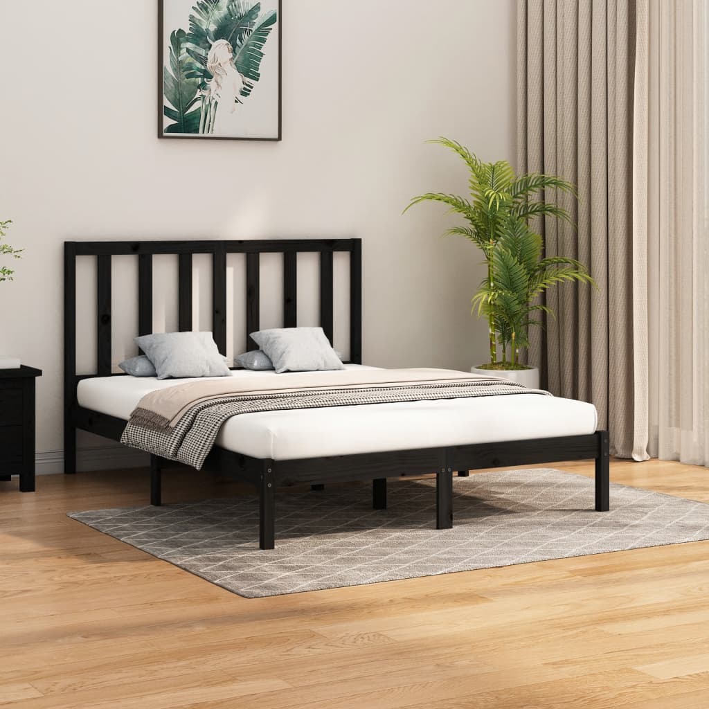Berkfield Bed Frame Black Solid Wood 150x200 cm King Size