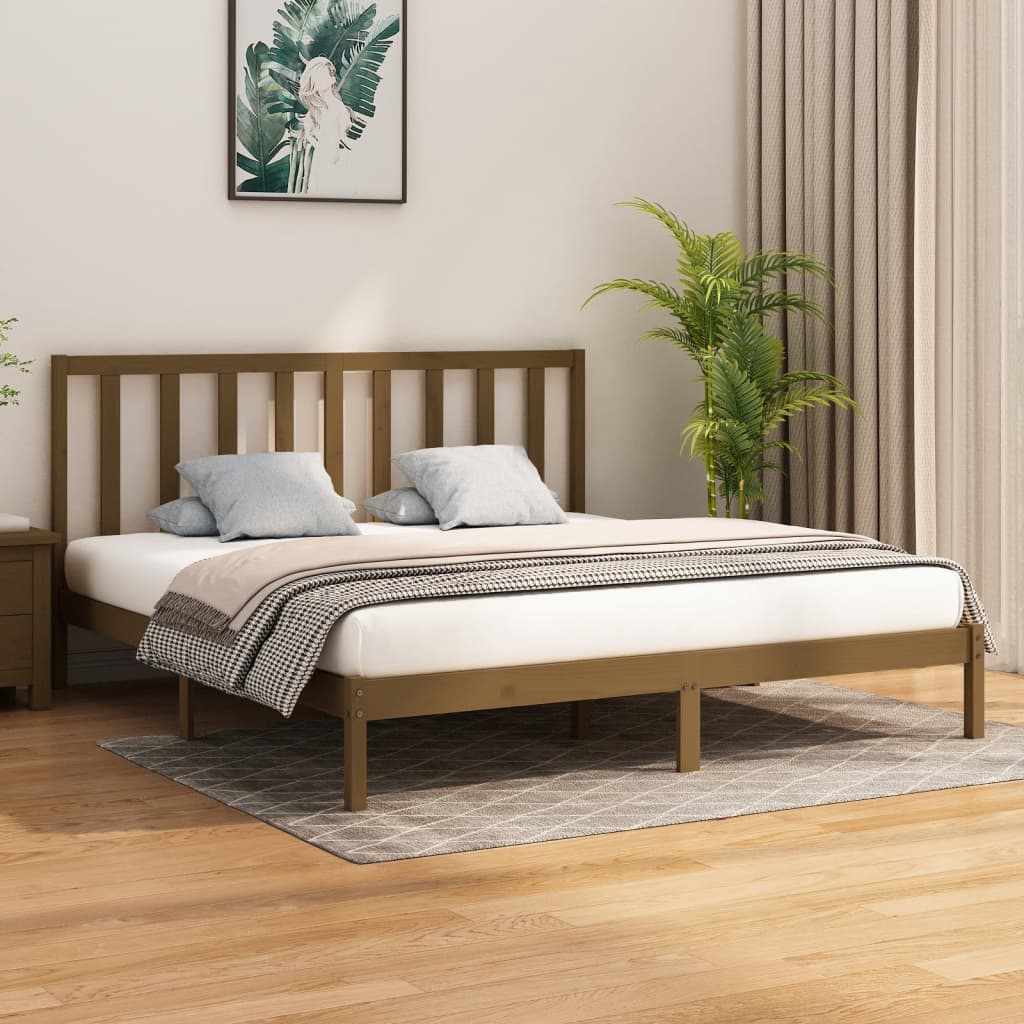 Berkfield Bed Frame Honey Brown Solid Wood 180x200 cm Super King Size