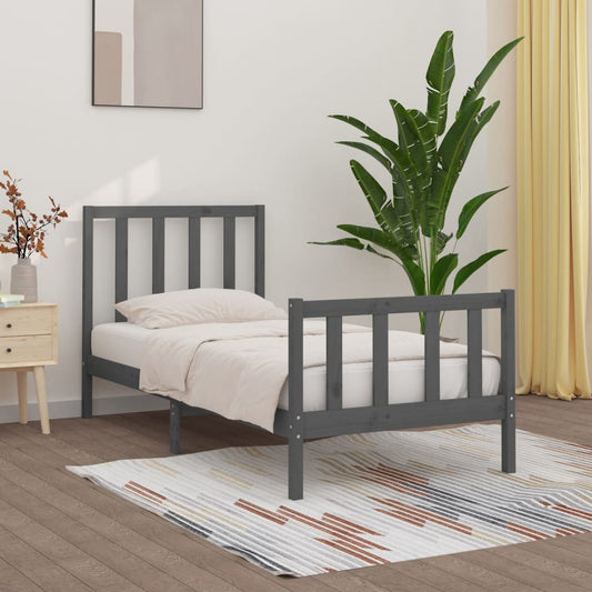 Berkfield Bed Frame Grey Solid Wood 90x200 cm