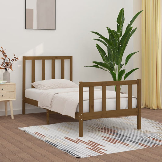 Berkfield Bed Frame Honey Brown Solid Wood 90x200 cm