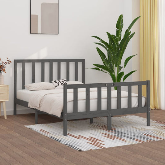 Berkfield Bed Frame Grey Solid Wood 140x200 cm