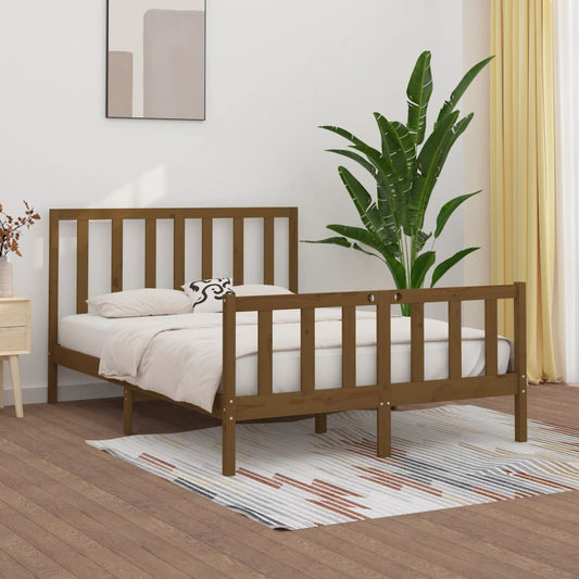 Berkfield Bed Frame Honey Brown Solid Wood 140x200 cm