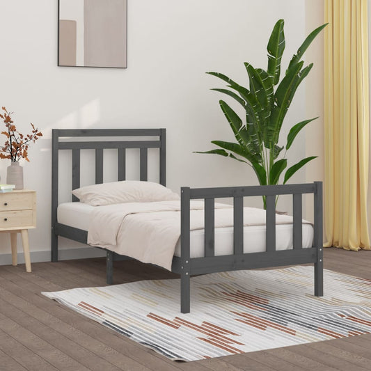 Berkfield Bed Frame Grey Solid Wood Pine 90x200 cm