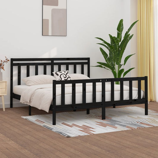 Berkfield Bed Frame Black Solid Wood Pine 200x200 cm