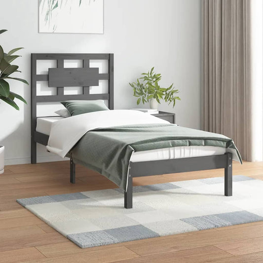 Berkfield Bed Frame Grey Solid Wood Pine 90x200 cm