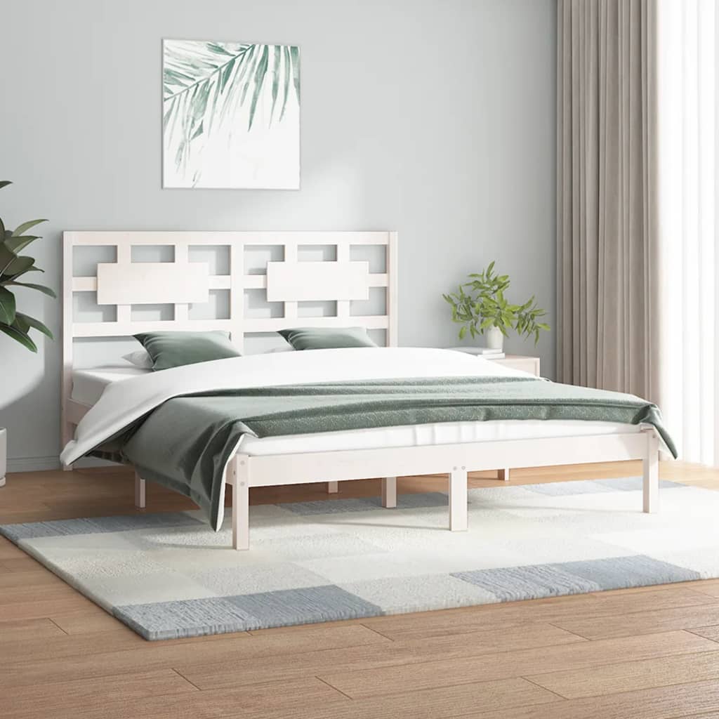 Berkfield Bed Frame White Solid Wood Pine 140x200 cm