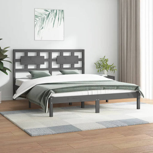 Berkfield Bed Frame Grey Solid Wood Pine 150x200 cm King Size
