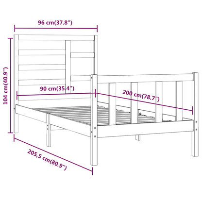 Berkfield Bed Frame Solid Wood Pine 90x200 cm