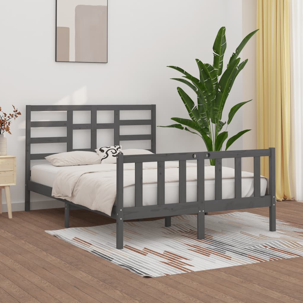 Berkfield Bed Frame Grey Solid Wood Pine 120x200 cm