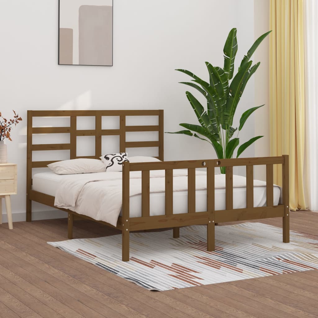 Berkfield Bed Frame Honey Brown Solid Wood 150x200 cm King Size