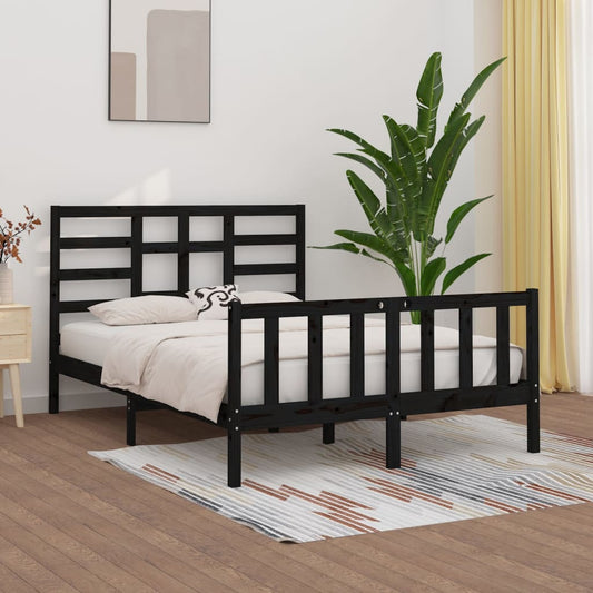 Berkfield Bed Frame Black Solid Wood Pine 160x200 cm