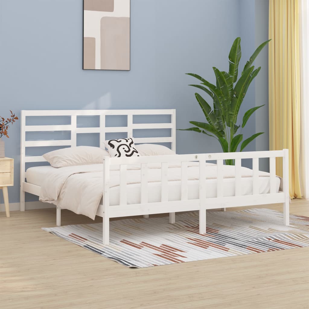 Berkfield Bed Frame White Solid Wood Pine 200x200 cm