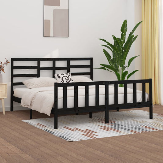 Berkfield Bed Frame Black Solid Wood Pine 200x200 cm