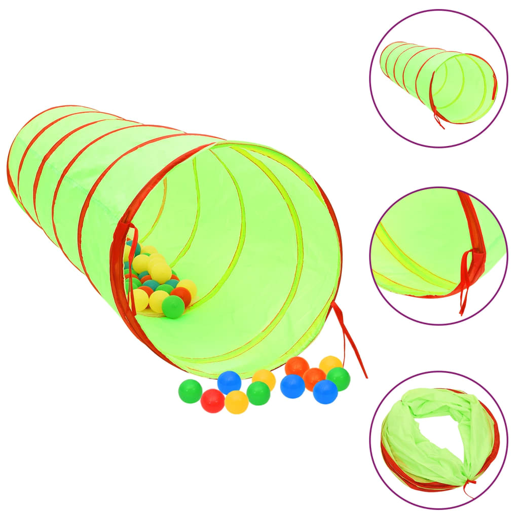 Berkfield Children Play Tunnel with 250 Balls Green 175 cm Polyester