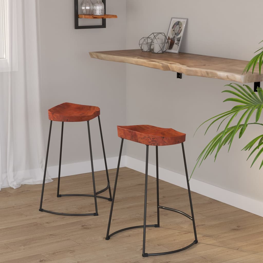 Berkfield Gavin Bar Stools 2 pcs 45x40x63 cm Solid Wood Mango