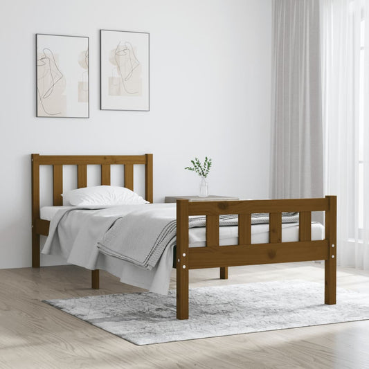 Berkfield Bed Frame Honey Brown Solid Wood 75x190 cm Small Single
