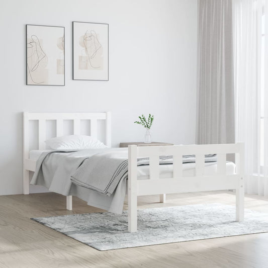 Berkfield Bed Frame White Solid Wood 90x190 cm Single