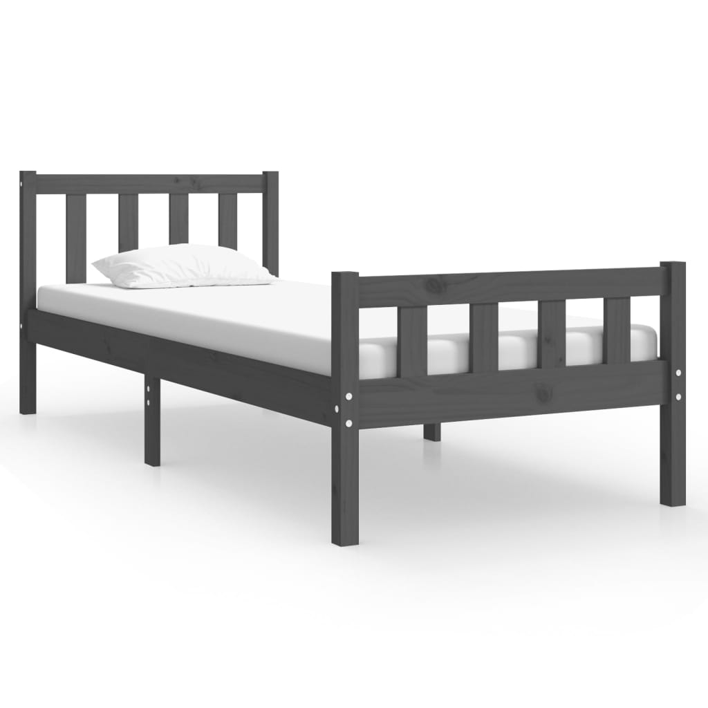 Berkfield Bed Frame Grey Solid Wood 90x190 cm Single