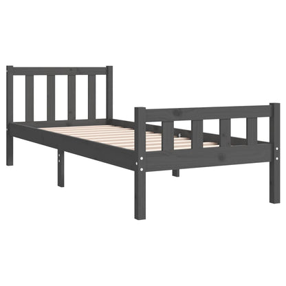 Berkfield Bed Frame Grey Solid Wood 90x190 cm Single