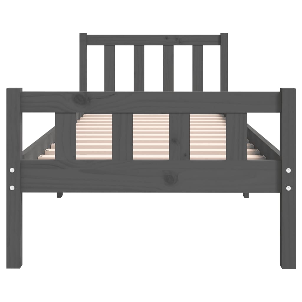 Berkfield Bed Frame Grey Solid Wood 90x190 cm Single