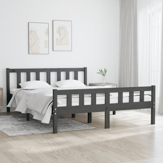 Berkfield Bed Frame Grey Solid Wood 135x190 cm Double