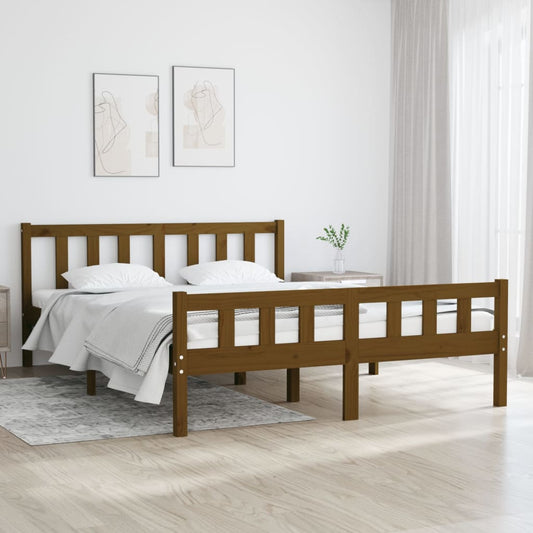 Berkfield Bed Frame Honey Brown Solid Wood 135x190 cm Double
