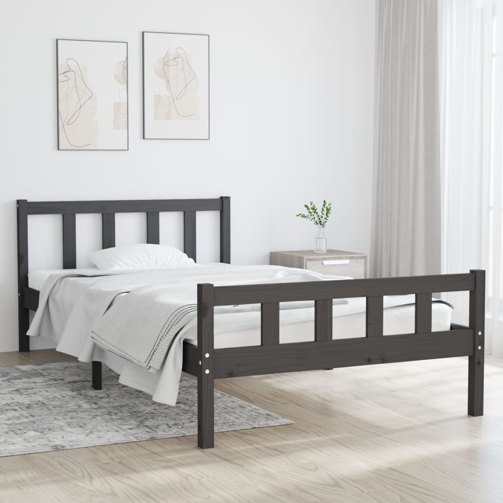 Berkfield Bed Frame Grey Solid Wood 90x200 cm