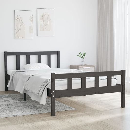 Berkfield Bed Frame Grey Solid Wood 90x200 cm