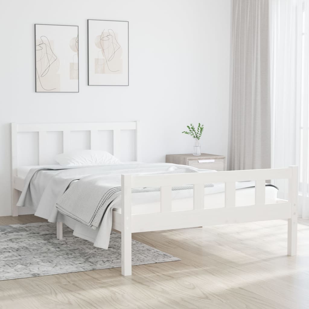 Berkfield Bed Frame White Solid Wood 100x200 cm