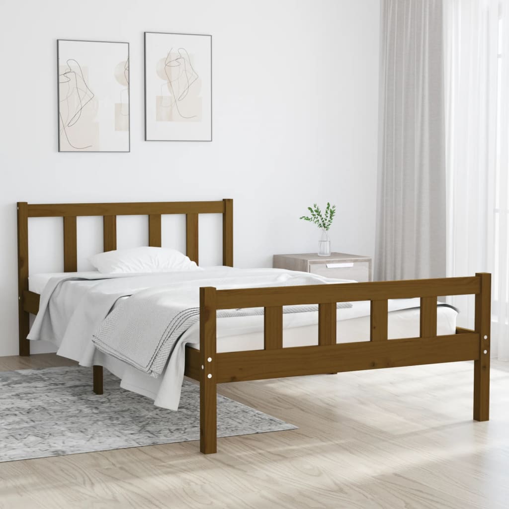 Berkfield Bed Frame Honey Brown Solid Wood 100x200 cm
