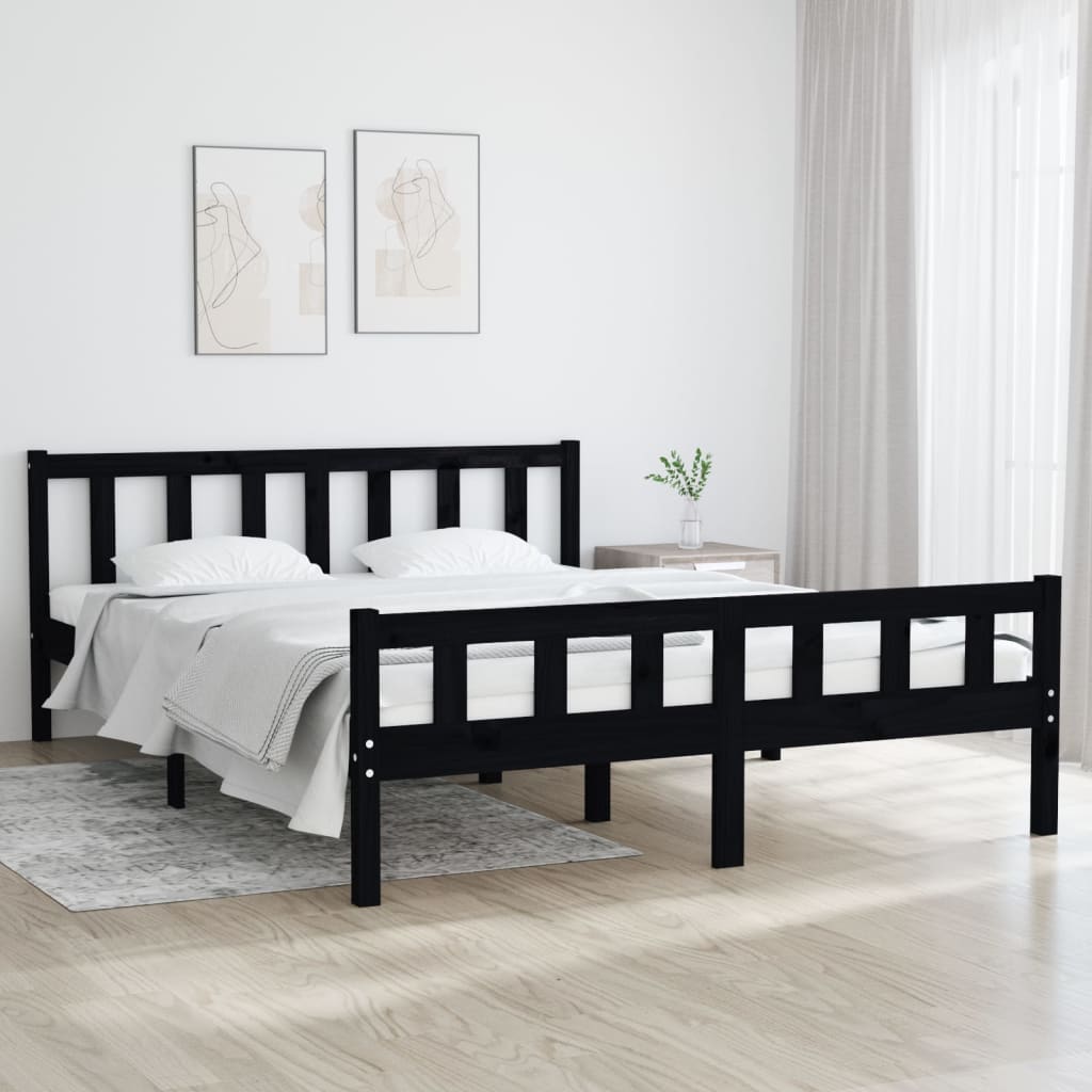 Berkfield Bed Frame Black Solid Wood 120x200 cm