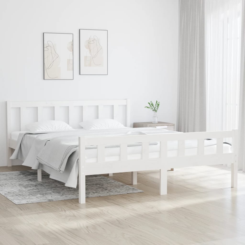 Berkfield Bed Frame White Solid Wood 140x200 cm