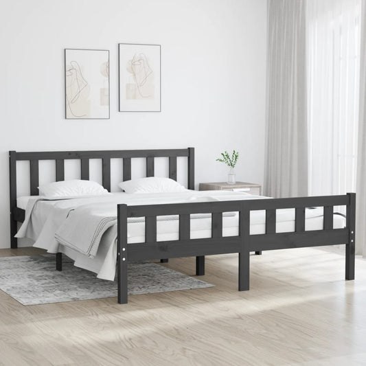 Berkfield Bed Frame Grey Solid Wood 140x200 cm
