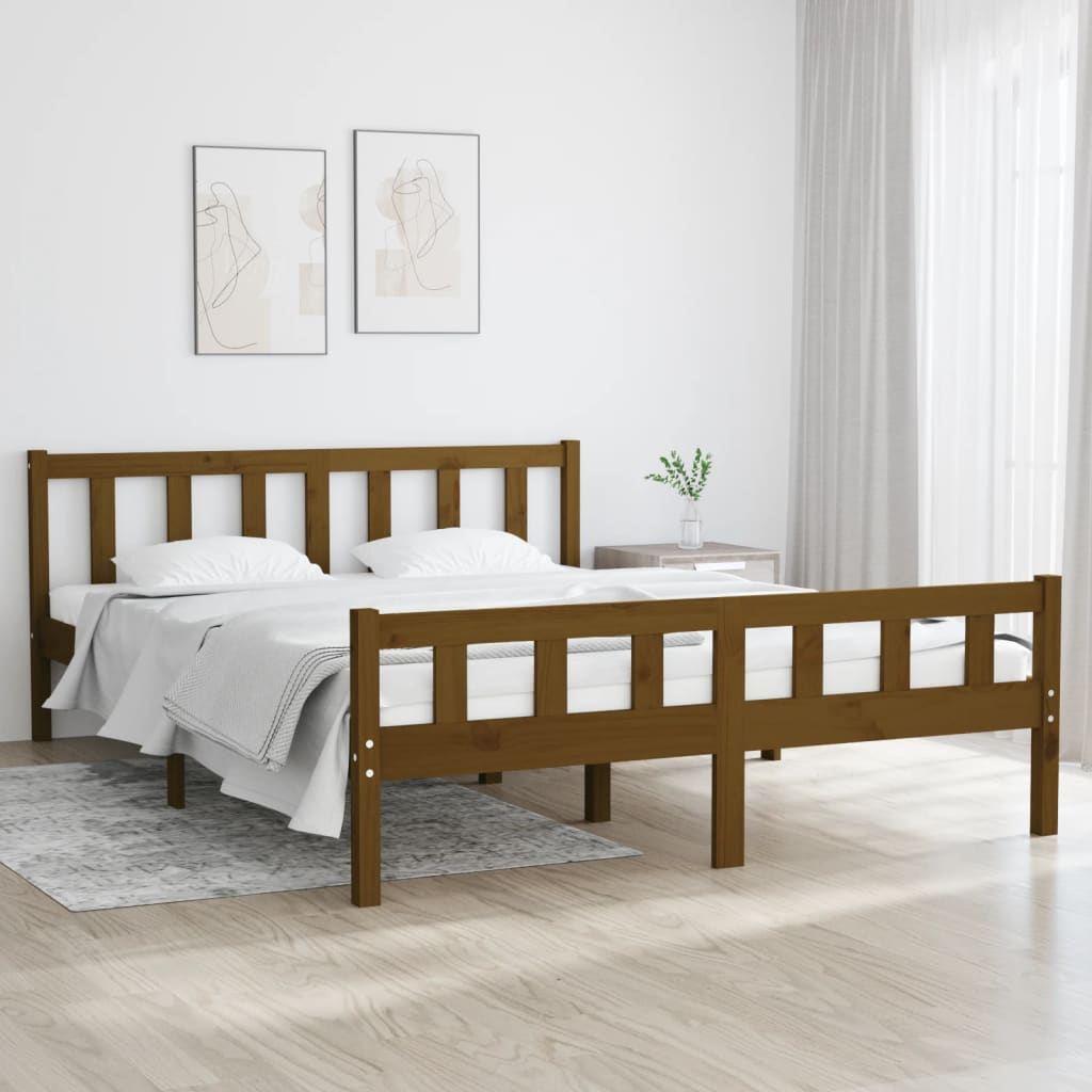 Berkfield Bed Frame Honey Brown Solid Wood 150x200 cm King Size