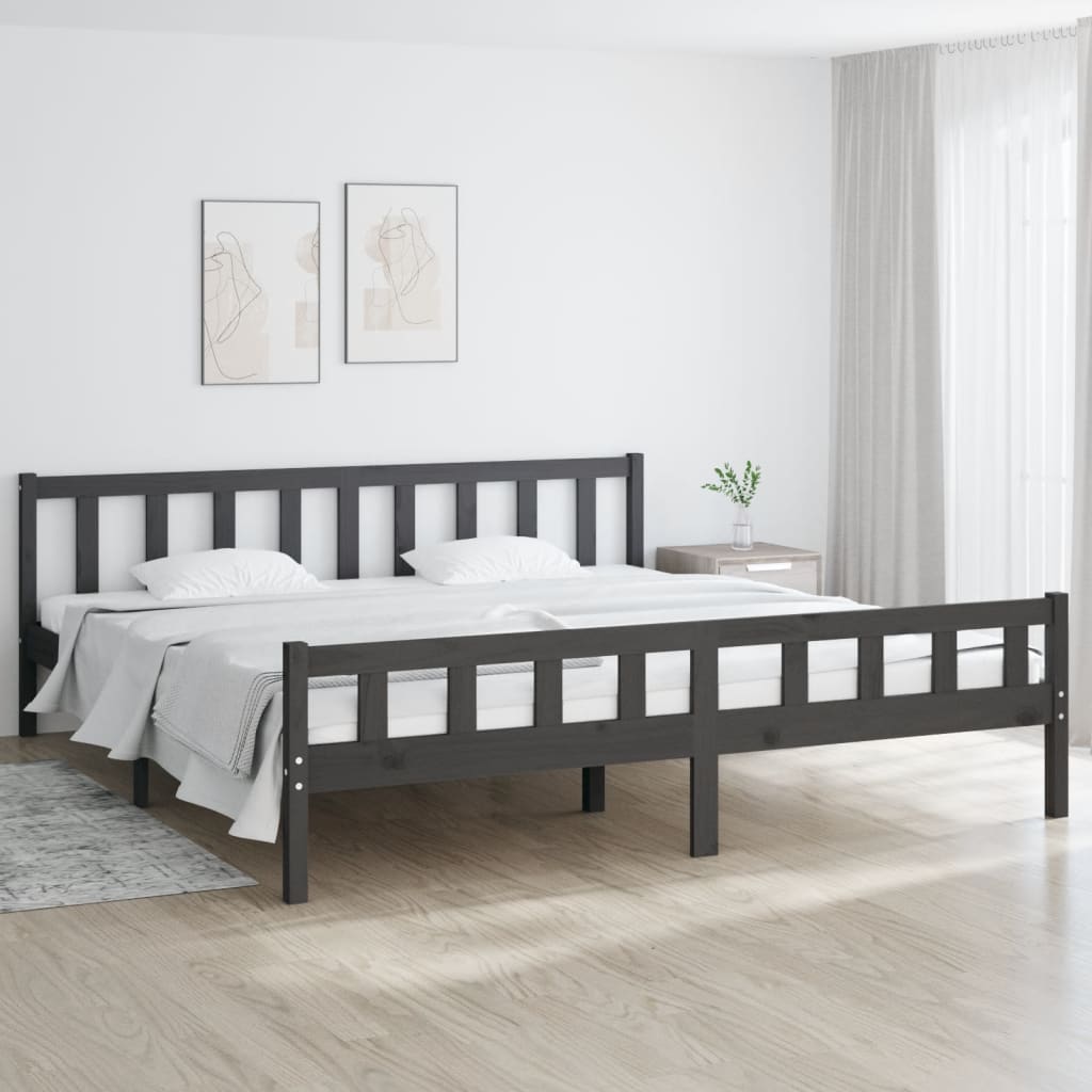 Berkfield Bed Frame Grey Solid Wood 160x200 cm