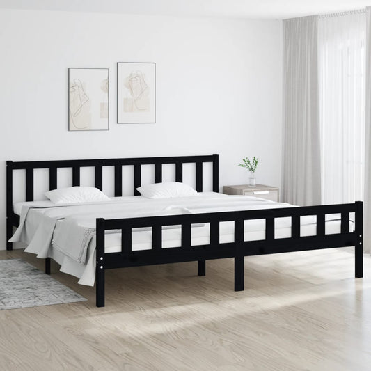 Berkfield Bed Frame Black Solid Wood 180x200 cm Super King Size