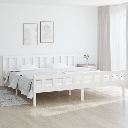Berkfield Bed Frame White Solid Wood 200x200 cm