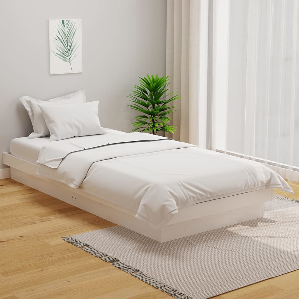 Berkfield Bed Frame White Solid Wood Pine 90x200 cm