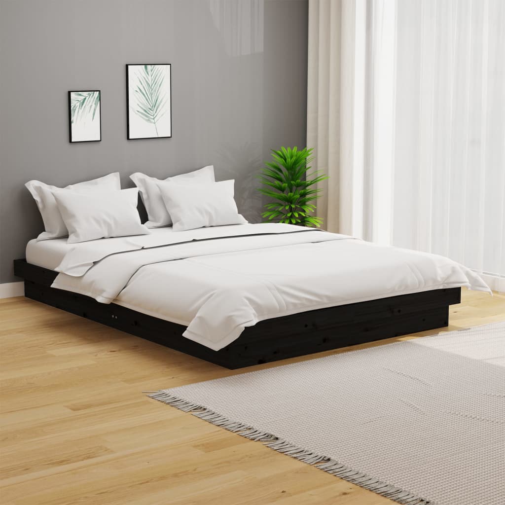 Berkfield Bed Frame Black Solid Wood Pine 120x200 cm