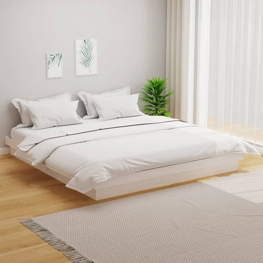 Berkfield Bed Frame White Solid Wood 180x200 cm Super King Size