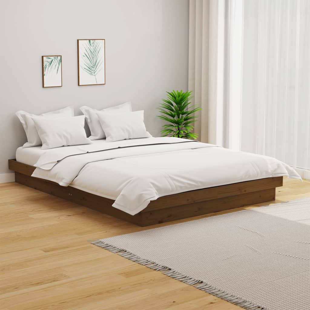 Berkfield Bed Frame Honey Brown Solid Wood 135x190 cm Double