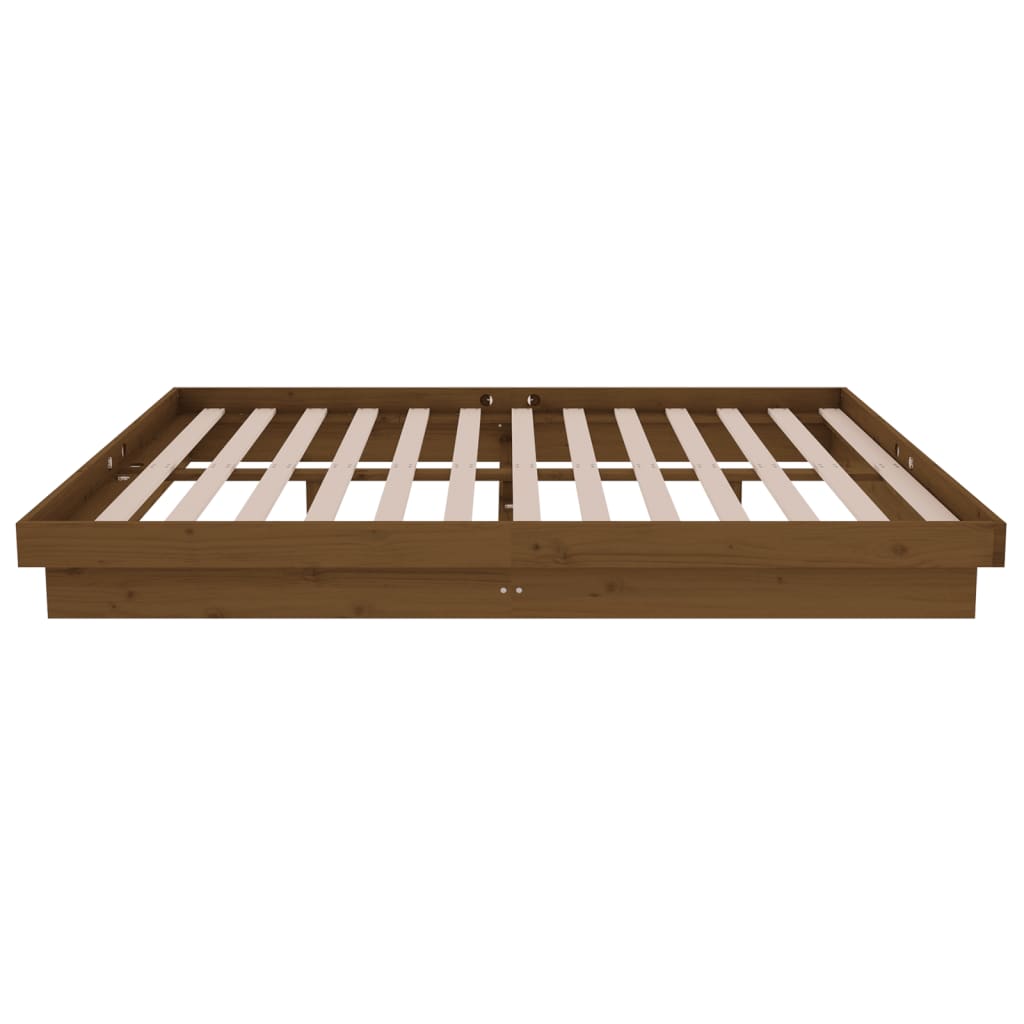Berkfield Bed Frame Honey Brown Solid Wood Pine 140x190 cm