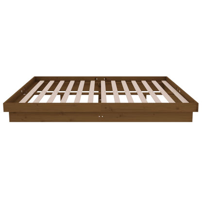 Berkfield Bed Frame Honey Brown Solid Wood Pine 140x190 cm