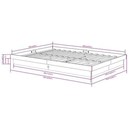 Berkfield Bed Frame Honey Brown Solid Wood Pine 140x190 cm