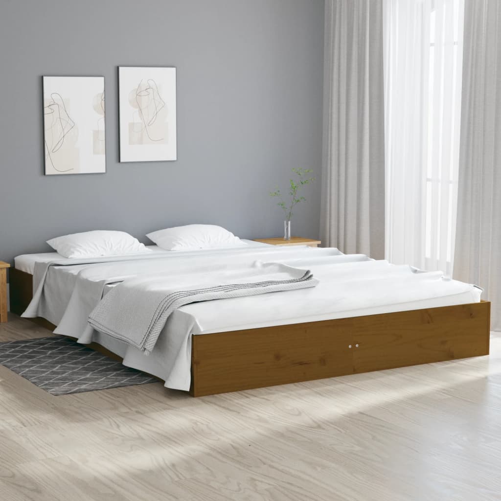 Berkfield Bed Frame Honey Brown Solid Wood 150x200 cm King Size