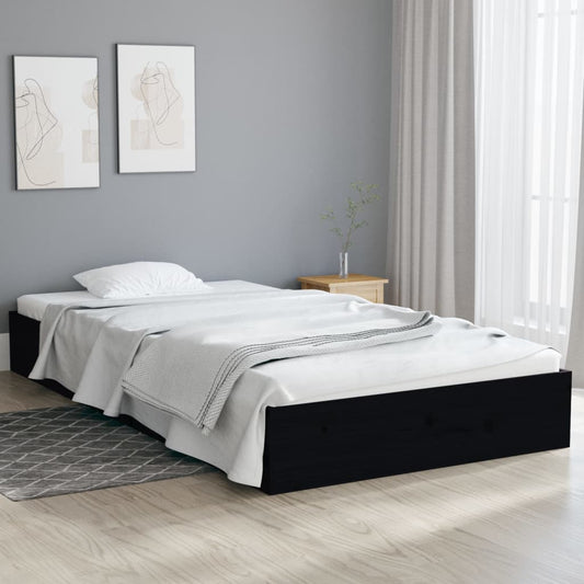 Berkfield Bed Frame Black Solid Wood 100x200 cm